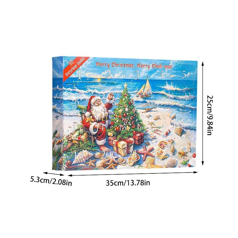 2025 Seashells Advent Calendar,24 Days of Christmas Countdown Toys Learning Collection Seashells Model for Kids Adults