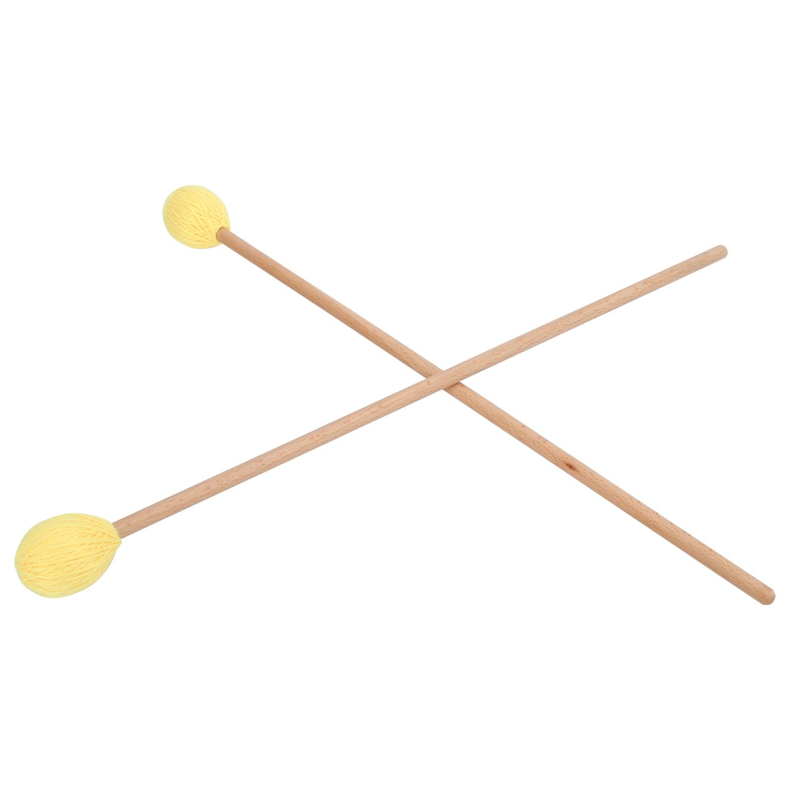 

1 пара маримба-колотушек средней жесткости с головкой из пряжи и кленовой ручкой для игры на ударных инструментах, желтые