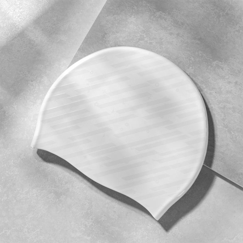 

Чоловіча водонепроникна силіконова шапочка для плавання - Зручна, не тисне, дуже великий захист вух, професійні тренування. білий