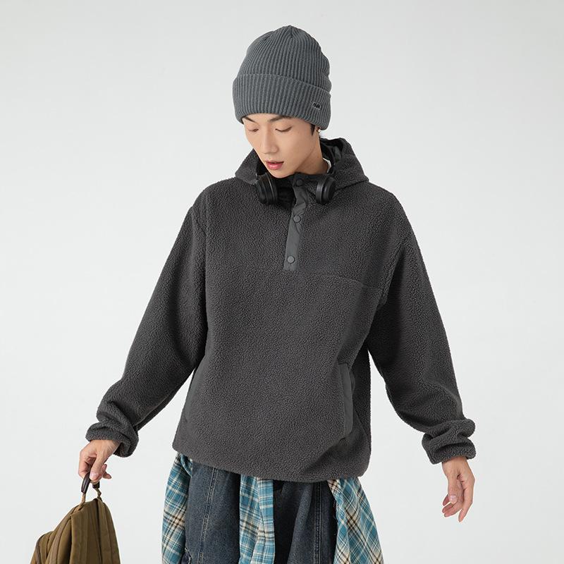 Men's sweatshirt autumn and winter new heavy hooded couple pullover sweatshirt plus velvet thickening loose trendy jacket top