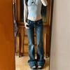 Jeans de Campana Retro Ajustados y Desgastados de Tiro Bajo para Mujer - Petites, Pierna Estrecha Versátil, Largo hasta el Suelo