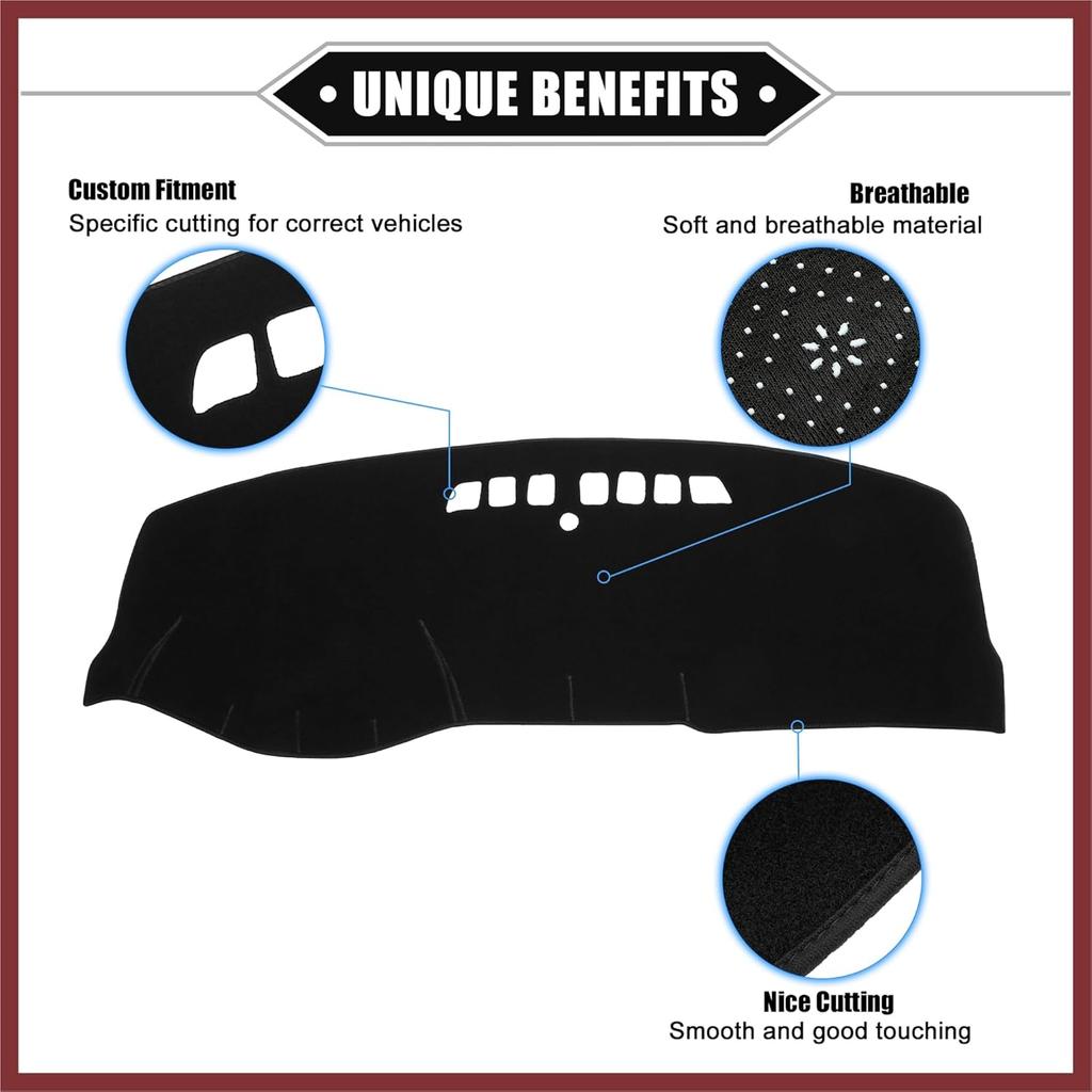 Car Dashboard Cover Mat Compatible for Buick LaCrosse 2005-2008, Protective Polyester Black Center Console Interior Trim Dash Board Mat Replace Parts