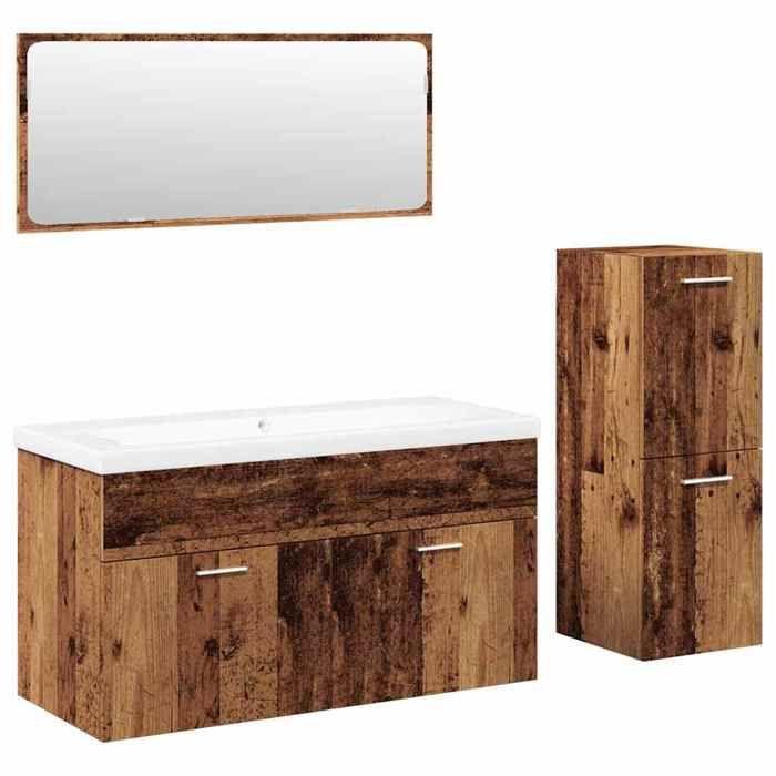 VidaXL Ensemble de meubles salle de bain 4 pcs bois d'ingénierie, armoire de salle de bain, placard de salle de bain, meuble 3328601