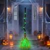 DR.DUDU 35 Animated Witch Broom Halloween Decoration with Sound Touch Activated Walking Broomstick with Green LED Light Spooky Dancing Magic