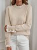 Autumn and Winter New Fashion Woman Sweater Half High Neck Loose Lace Patchwork Knit Top