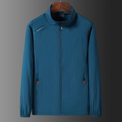 Sunscreen Clothing Men's Summer Casual Thin Section Breathable Ice Silk Skin Coat Outdoor Collar Sunscreen Clothing Solid Colour Tops