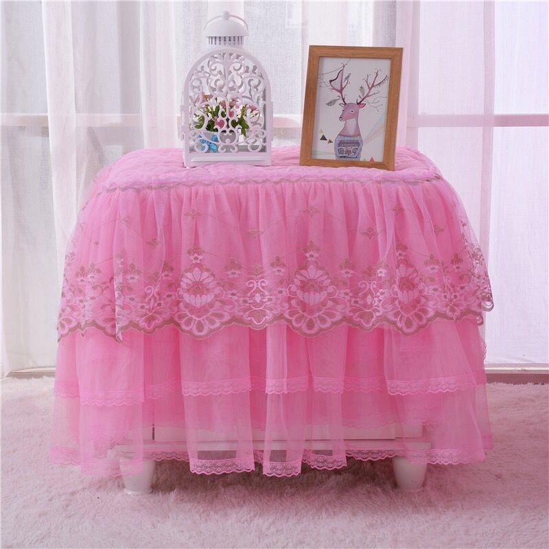 Romantic Lace Bedside Cabinet Table Cover Quilted Dust Cover Bedroom Bedside Table Skirt Cotton Padding Tablecloth