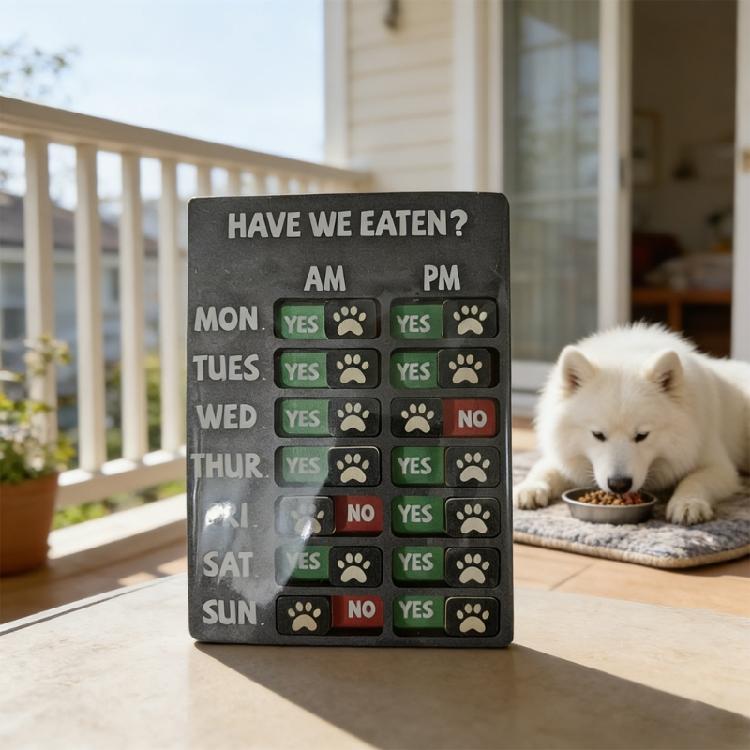 Large Magnetic Pet Feeding Monitor Board Durable Wood Composite Clear Indicators For Daily and Weekly Tracking