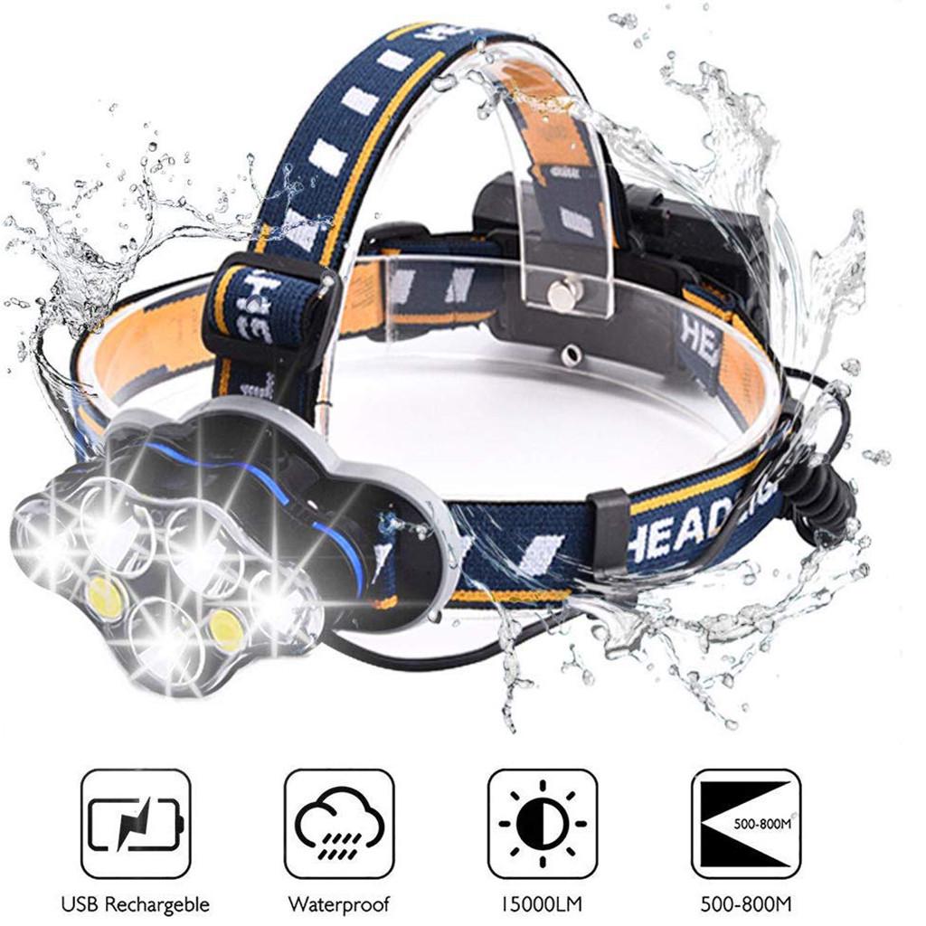 Head Lamp Headlamp Rechargeable USB 8 Light Modes 7 LED, IPX4 Waterproof