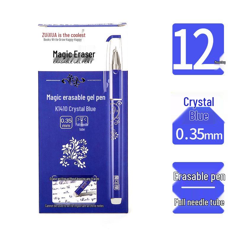 

Mo Yi Ca 0,35 мм Кристально-синие и черные термоудаляемые гелевые стержни 0.35 mm синий