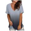 Summer New Tie Dye Gradient Color V-neck Short Sleeved Women's Fashionable and Trendy T-shirt