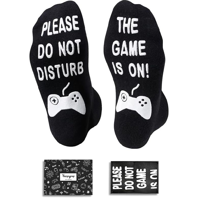 HAPPYPOP Funny Socks for Men Women - Crazy Novelty Socks, Positive Gifts Game is on Black
