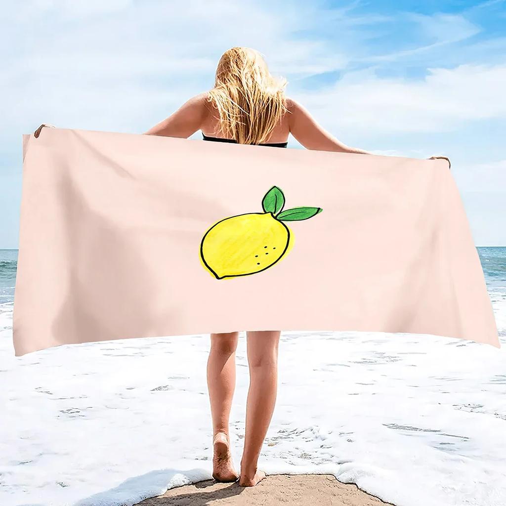 Lemon Sand Free Beach Towel Microfiber Beach Towels,Oversized Beach Camping Towel Quick Dry Towels for Swimming,Sport and Gym