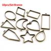 Bronze KC Gold plated Rhodium Border Mold Geometric Hollow Metal Frame Bezel Epoxy Resin Pendant Tray For DIY Jewelry Making