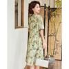 Paster Summer Floral Print A-line Chiffon Mother's Dress