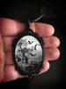 Gothic Bat Cemetery Charm Necklace For Women Man Fashion Witch Jewelry Accessories Gift Cemetery Glass Pendant Rope Chain Choker
