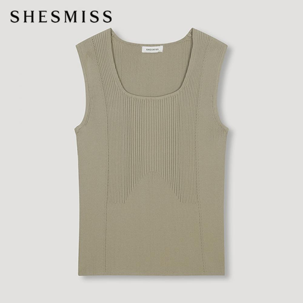 

She S miSS U Neck Ribbed SleeveleSS Knit SSkpon21020 Db dark beige/55