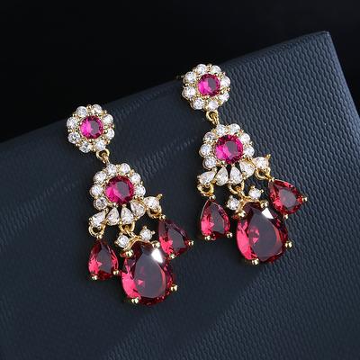 925 Silber Mode Trend Bunte Diamant Geometrische Ohrringe Damen Party Geburtstags Ohrringe