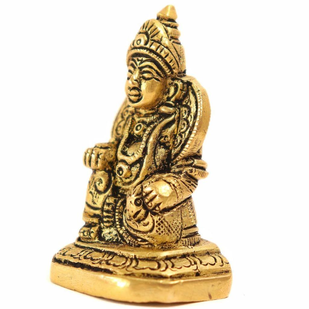 The Spiritual Living 100% Pure Brass Kuber Murti | 7 Cm | Kuber Statue for Vastu | Pooja Room - Home Puja - Office Desk