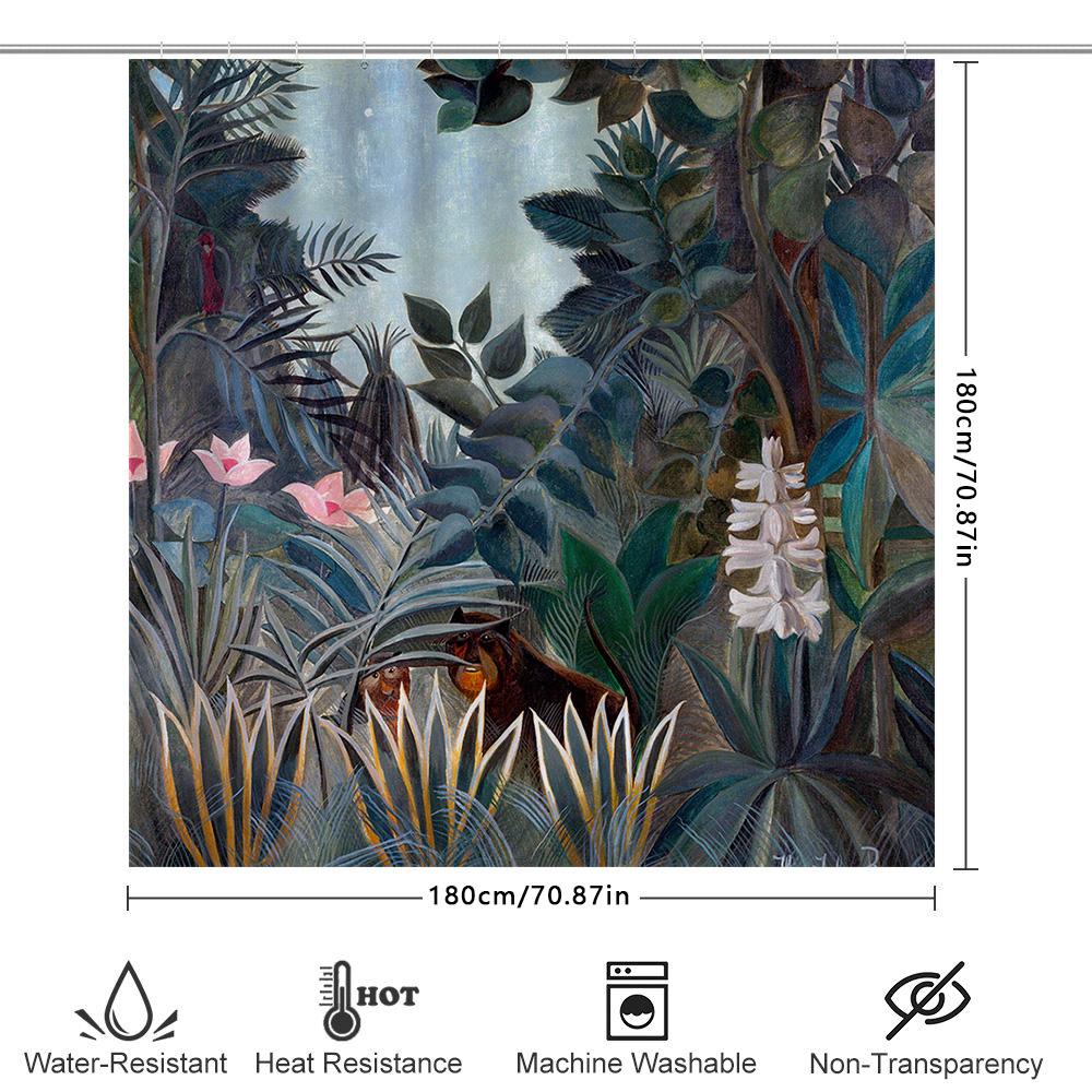 Rainforest Floral Shower Curtain High-Quality Waterproof Fabric Decorative Bath Rug Mat For Bathroom Decoration In Modern Style