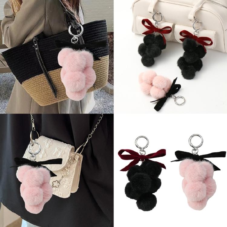 Unique Grape Plush Keychain with Bowknot Soft Grape Pendant Plush Bowknot Key Chain Lightweight for Daily Use Travel