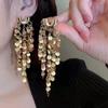 Silver Metal Sequin Earrings Bling Bling Gold Earrings Exquisite Long Tassel Dangle Earrings  Gift