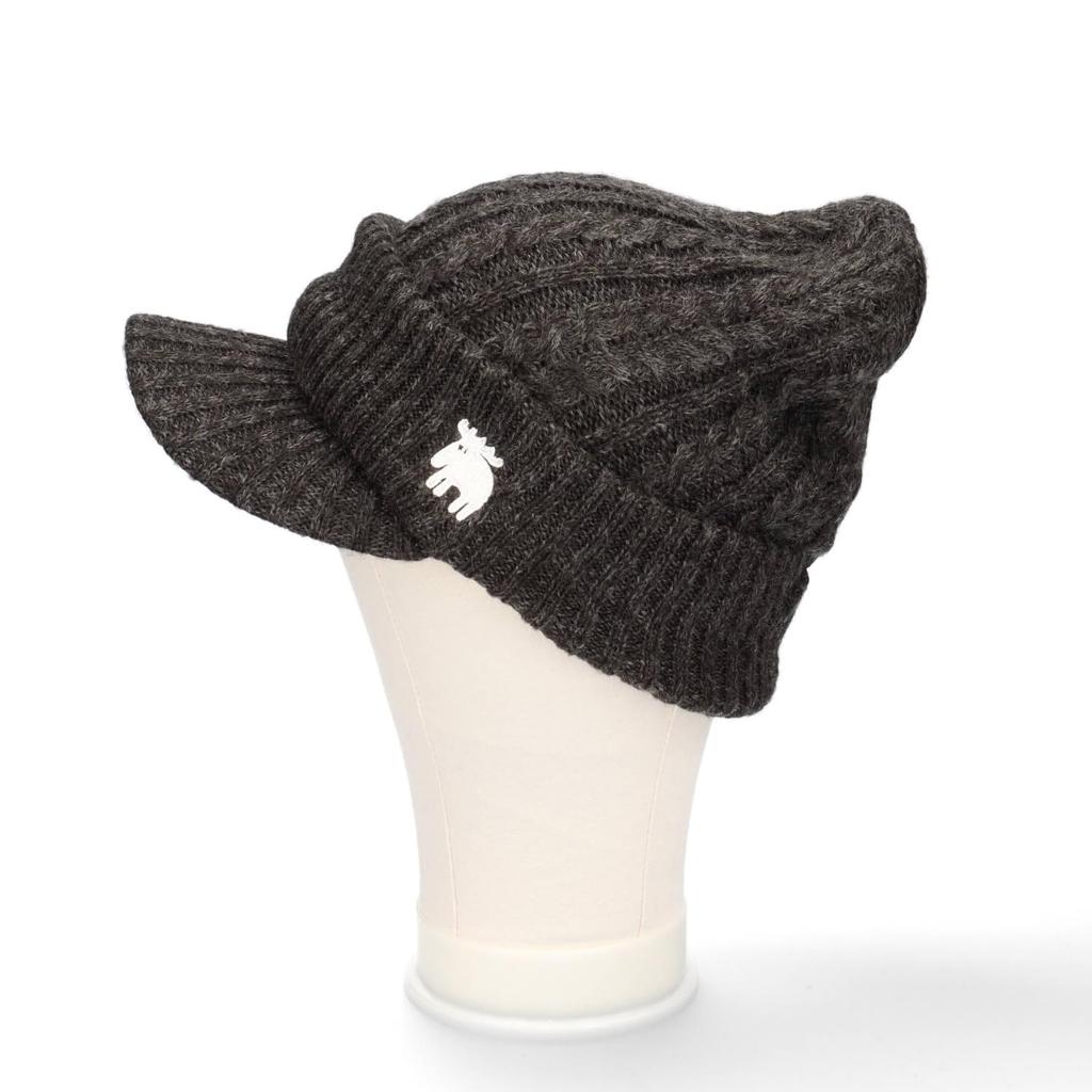 Mozu Cable Visor Knit Cap with Black Brim, Adult,