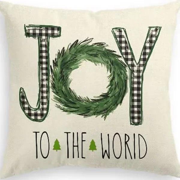 Merry Christmas Decor Cushion Cover 45x45 cm Pillow CaseCartoon Reindeer Santa Claus Printed Throw Pillowcase Linen Pillow Cover