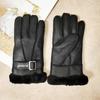 Winter Thickened Children's Sheepskin Fur Gloves Boys and Girls Windproof Warm Students Cold-Proof Leather Finger Gloves