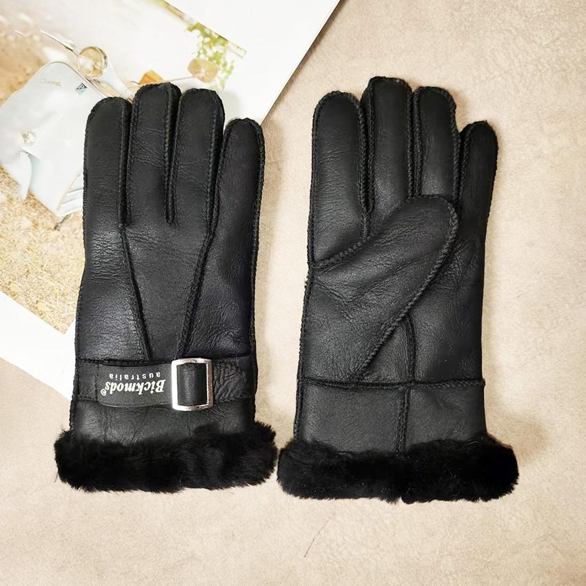 Winter Thickened Children's Sheepskin Fur Gloves Boys and Girls Windproof Warm Students Cold-Proof Leather Finger Gloves