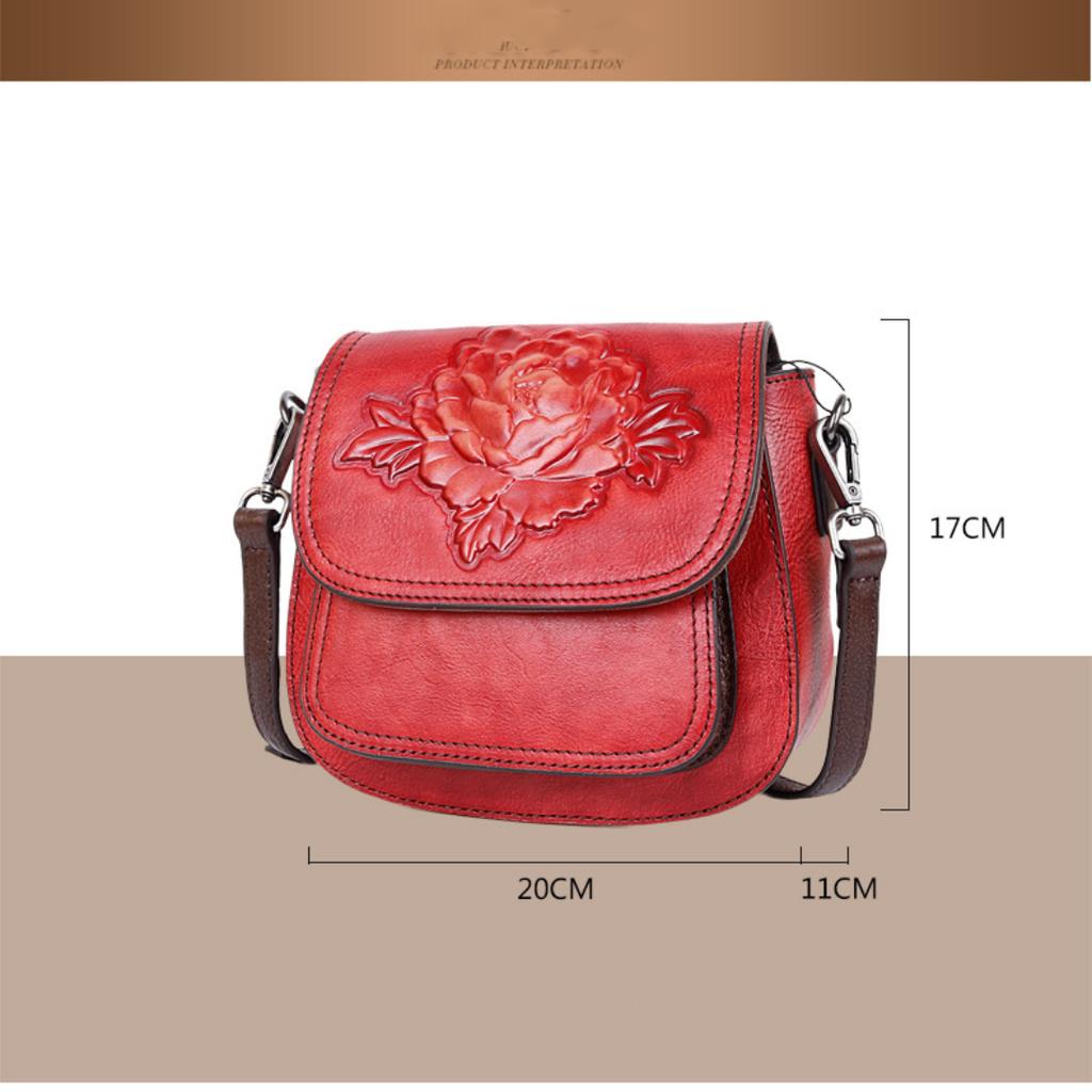 Cowhide Tote Shoulder Straddle Vintage Handmade Small Square Bag