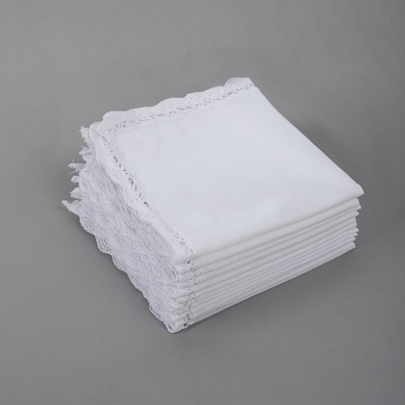 Breathable Cotton Lace Handkerchief Highly Absorbent Reusable Handkerchiefs Friendly for Adults Children