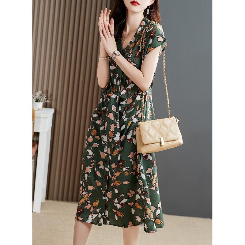 

Firstview Women s Urban Casual Short Sleeve Midi Dress S