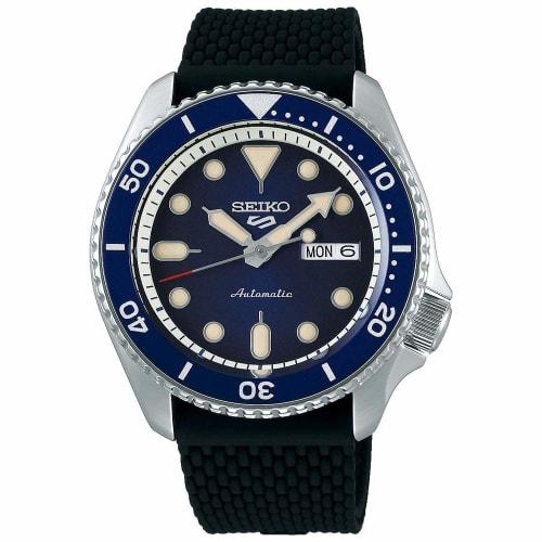 

SEIKO SRPD93 Men s Watch - Five Sports - Automatic Movement, Blue Sunray Dial, Blue Bezel, Stainless Steel Case, Black Silicone Strap, Day/Date Displa