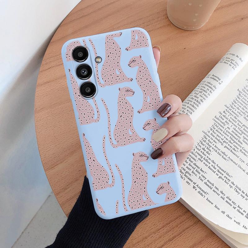 Leopard Print Phone Case For Samsung Galaxy A24 A54 A55 A34 A56 A16 4G Protection Back Cover Soft Silicone Fundas Shell Coque