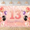 Party decorations for a 13th birthday, official backdrop for a teenager, black and purple balloon background, photo banner for...4536