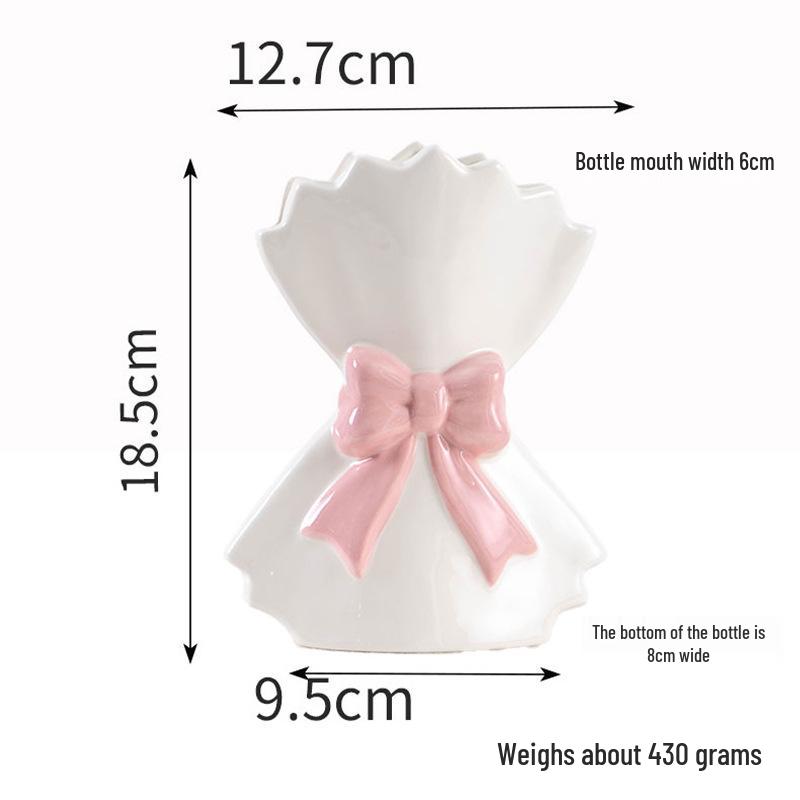 Creative Ceramic Bow Flower Vase: Decorative Hydroponic Holder for Office and Home