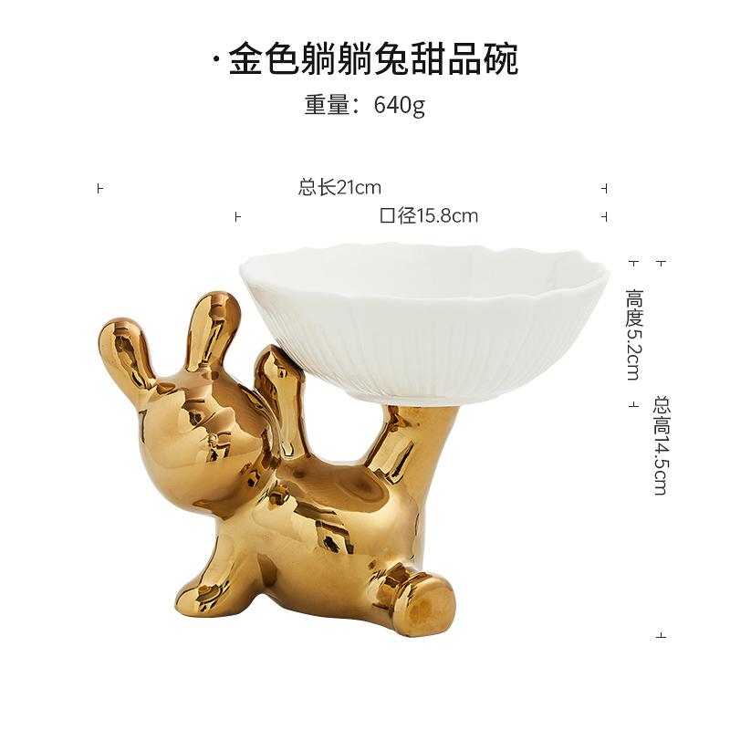 Cartoon-Kaninchen Keramikschale Hoher Tablett-Snackschale Desktop-Aufbewahrungsbehälter Süßigkeitenteller Heimdekorationszubehör