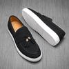 Fashion Men Casual Tassel Shoes In Black Brown Frosted Leather Lightweight and Comfortable High-quality Loafers In Sizes 38-48 Men Shoes