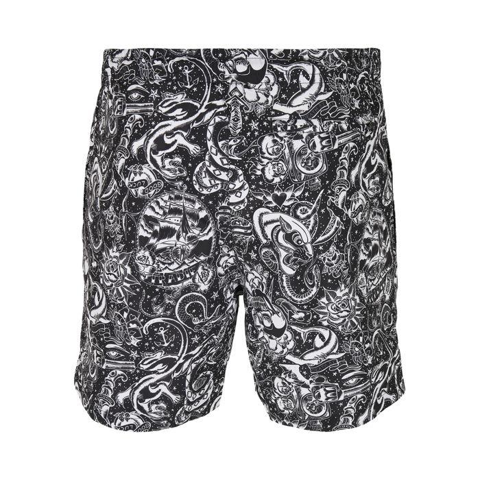 Short de bain - Urban Classics - Motif - Couleur bleu - Pour homme - Confortable avec ceinture élastique