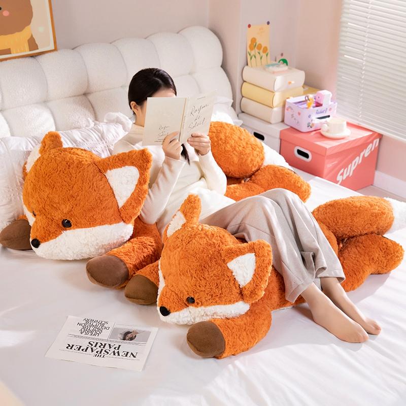 Household Items No.2 Unisex Infant 100Cm Big Lovely Fox Plush Toys Cartoon Stuffed Animal Cute Soft Cuddly Baby Plushie Pillow Lie Prone Toy For Kids Gift Decor