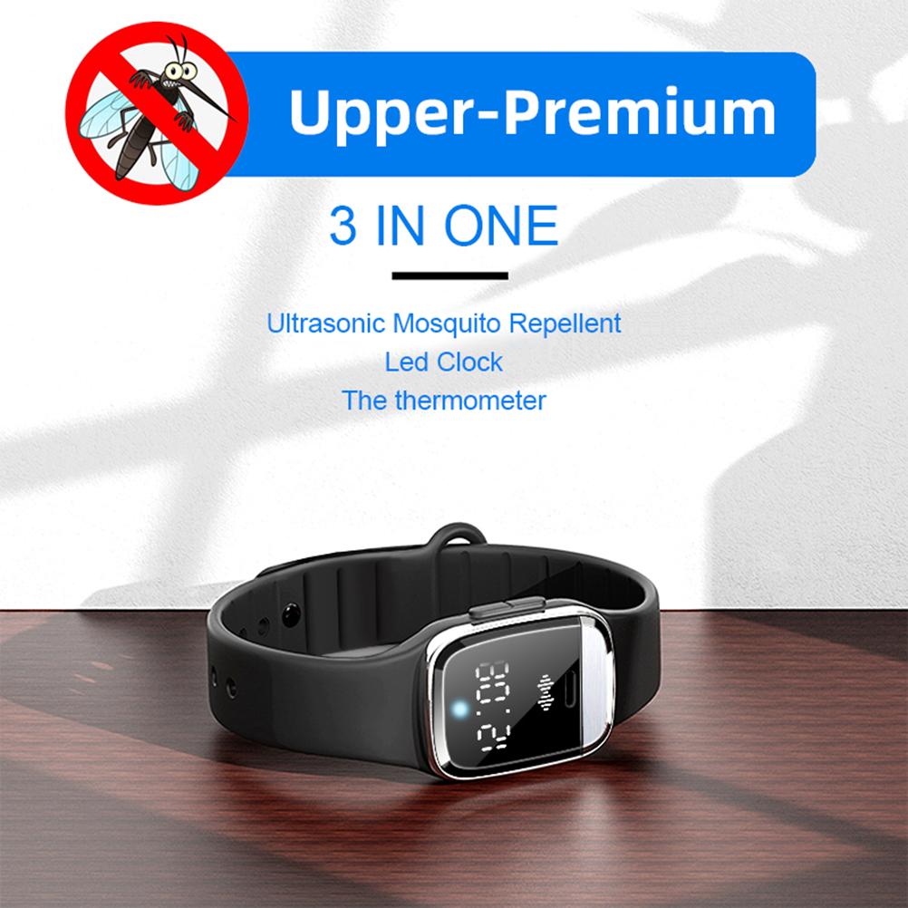 Ultrasonic Mosquito Repellent Bracelet USB Rechargeable Smart Watch for Hiking Fishing Camping Electronic Anti Mosquito