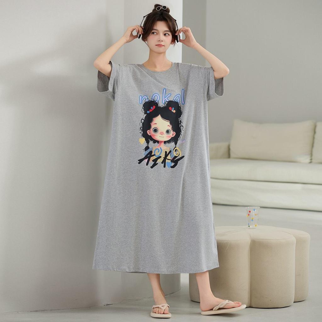 New T-shirt Dress for Women, A Laid-back Style, Loose and Large-sized Long Dress for The Lazy