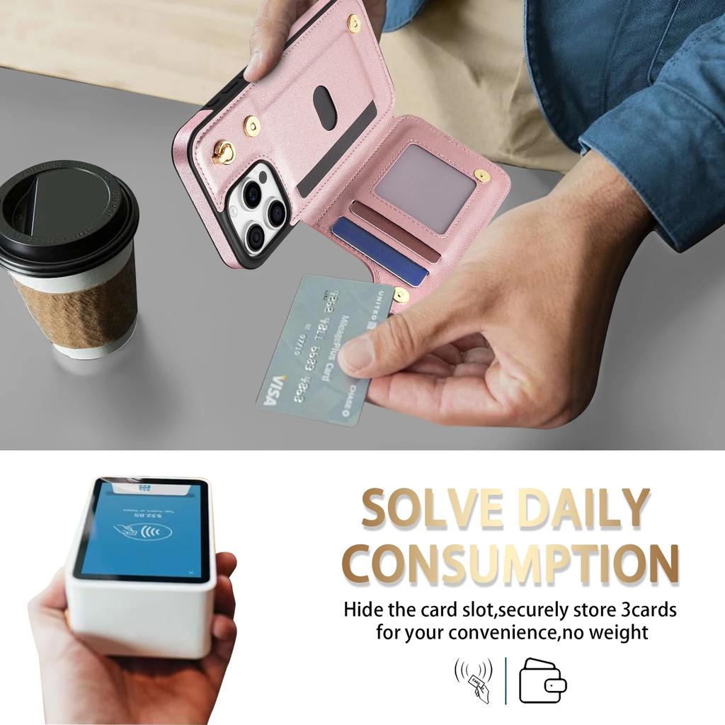 Wallet Flip Phone Case for IPhone 16 15 17 Pro Max Air 16E 14 11 13 12 XR XS Max 7 8 Plus SE Card Wallet Holder PU Leather Cover