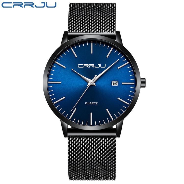 CRRJU 2172 Men's Casual Watch - Simple, Ultra-Thin Design with Calendar for Students and Professionals