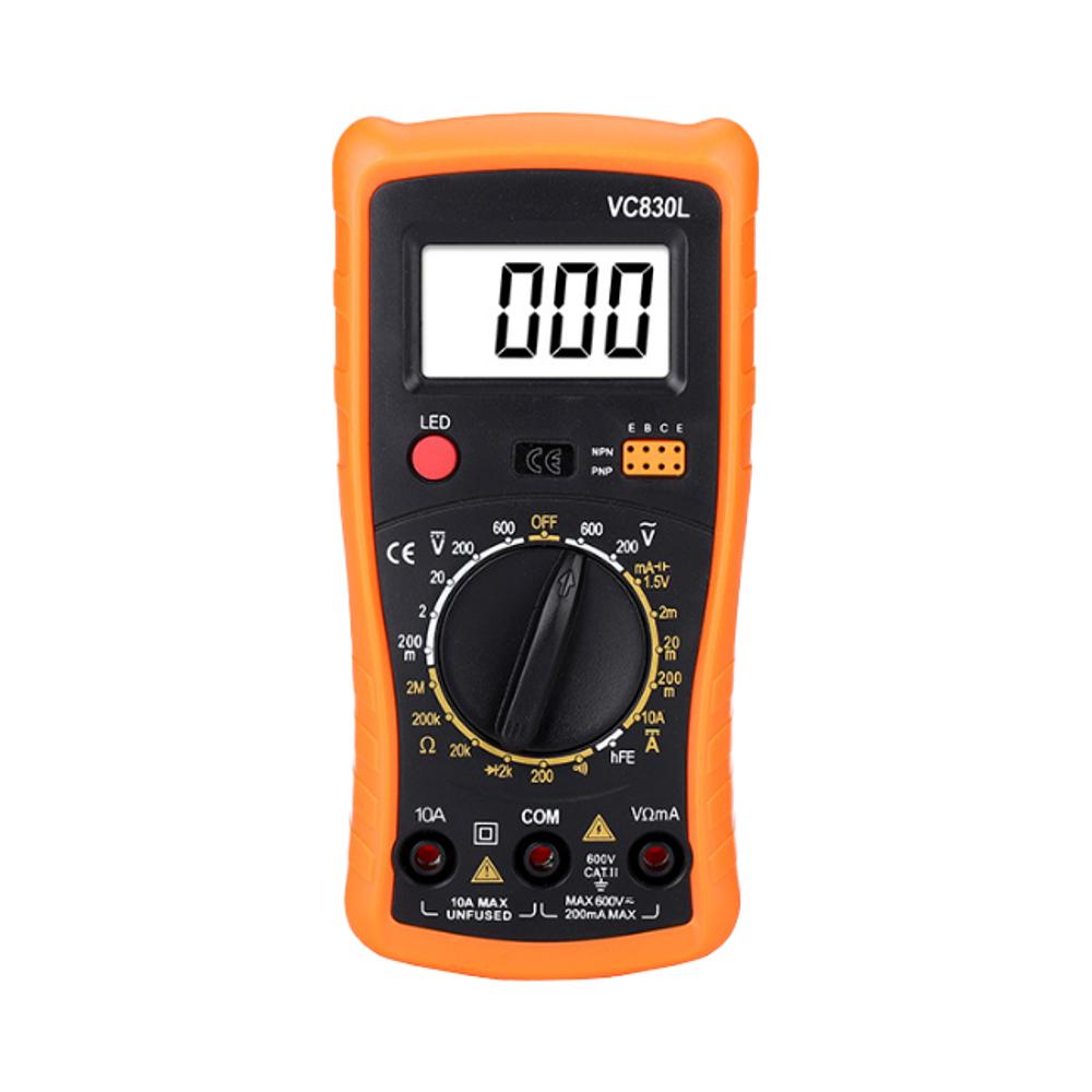 VC830L Digital Multimeter AC/DC 600V Ammeter Volt Ohm Tester LCD Screen Backlight Portable 4-Digit Display 0.1 Accuracy Class