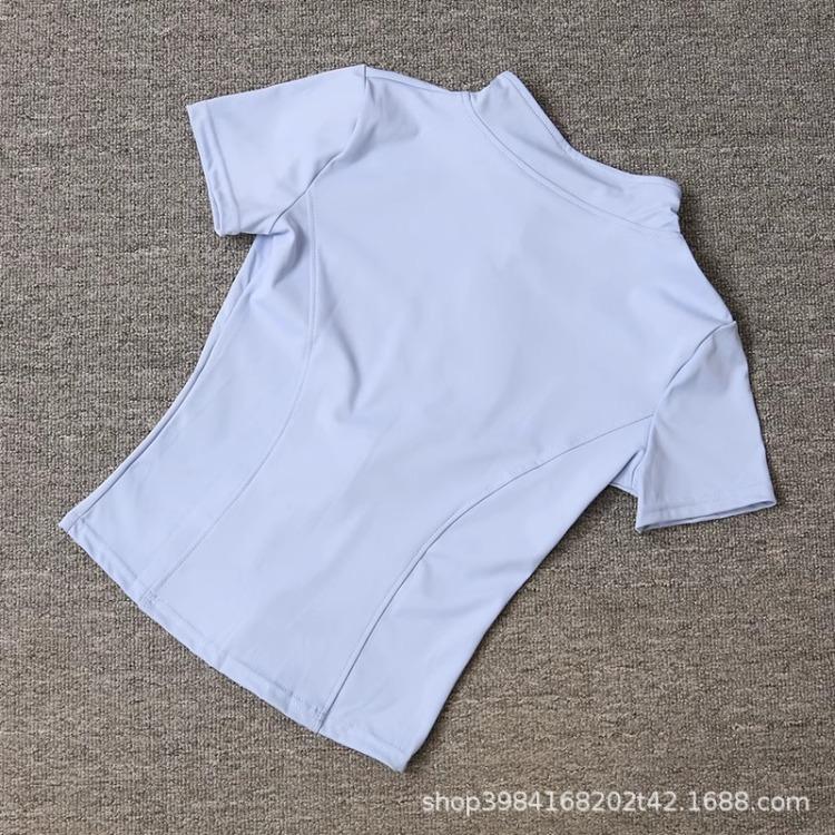 Casual Fitted Cropped T-shirt Jacket Women’s Short-sleeved Fitness Top Quick-drying Breathable Slimming Figure-hugging Cycling Jersey