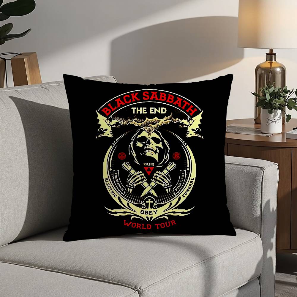 B-Black S-Sabbath Band Pillow Case Sofa Decorative Home Double-sided Printing Short Plush Cushion Pillow Cover Holiday Gift