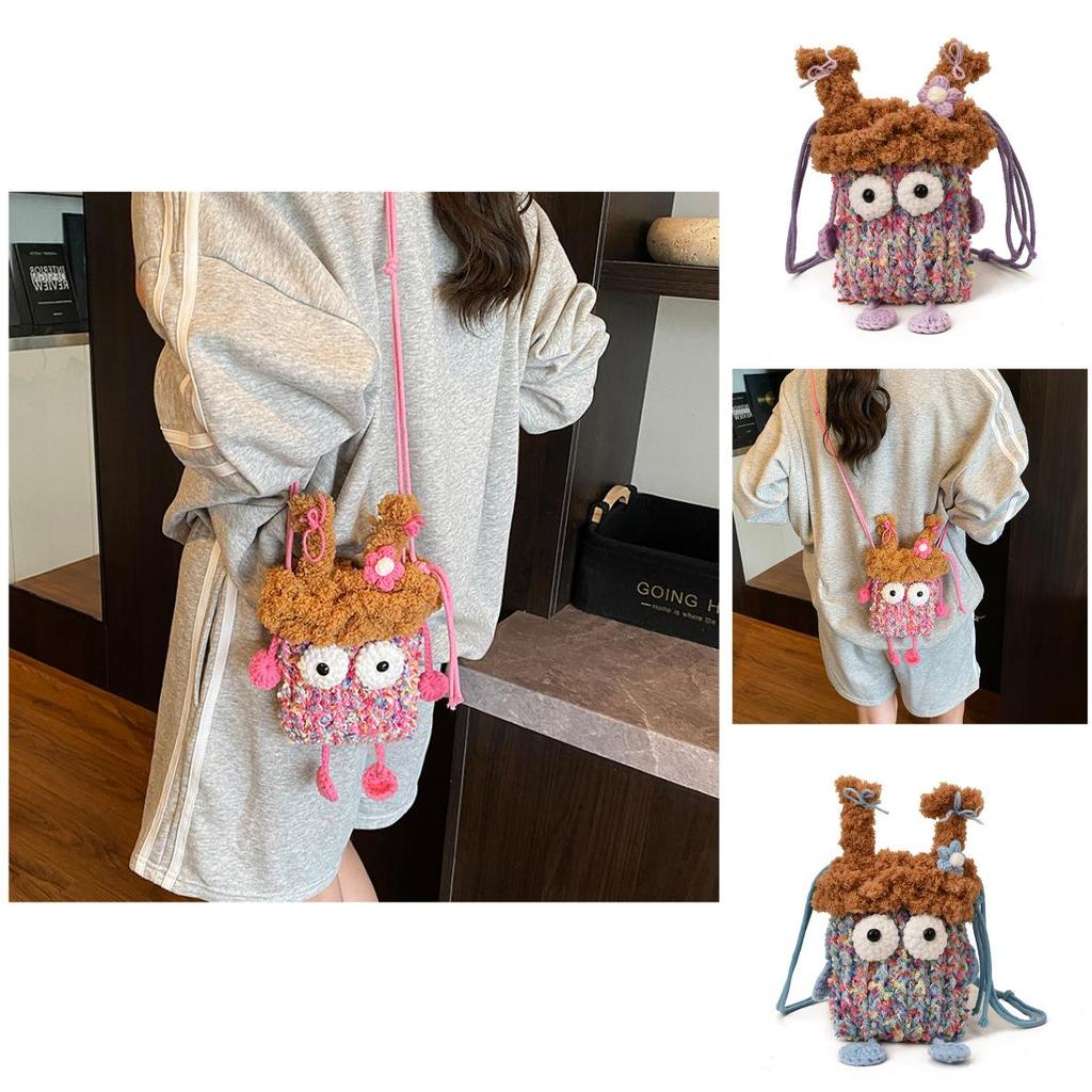 Cute Knit Ladies Crossbody Bag With Cartoon Design For Daily Use