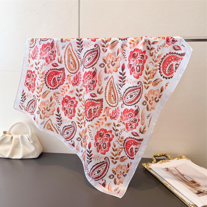 2026 New Paisley Printed Square Scarf For Women Stylish Soft Satin Scarves Bandanas Luxury Hijab Neckerchief Elegant Shawl Wraps